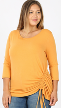 Load image into Gallery viewer, 3/4 Sleeve, Round Neckline with Adjustable Ruched Side