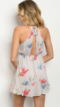 Load image into Gallery viewer, Floral Print, Open Back, Grey Dress
