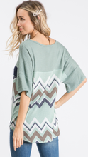 Load image into Gallery viewer, Waffle Knit, Color Block and Chevron Top