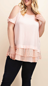 Twist Sleeve, Lace and Blush Top