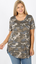Load image into Gallery viewer, Camouflage, Rounded Neckline and Hem (Available in: S-3XL)