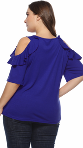 Ruffle and Cold Shoulder Top