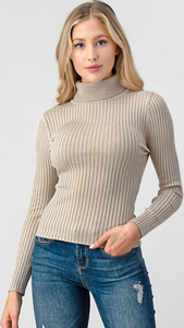 Classic Taupe Turtleneck Sweater