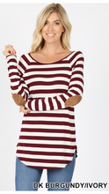 Load image into Gallery viewer, Striped Long Sleeve Top with Soft Elbow Patch Detail