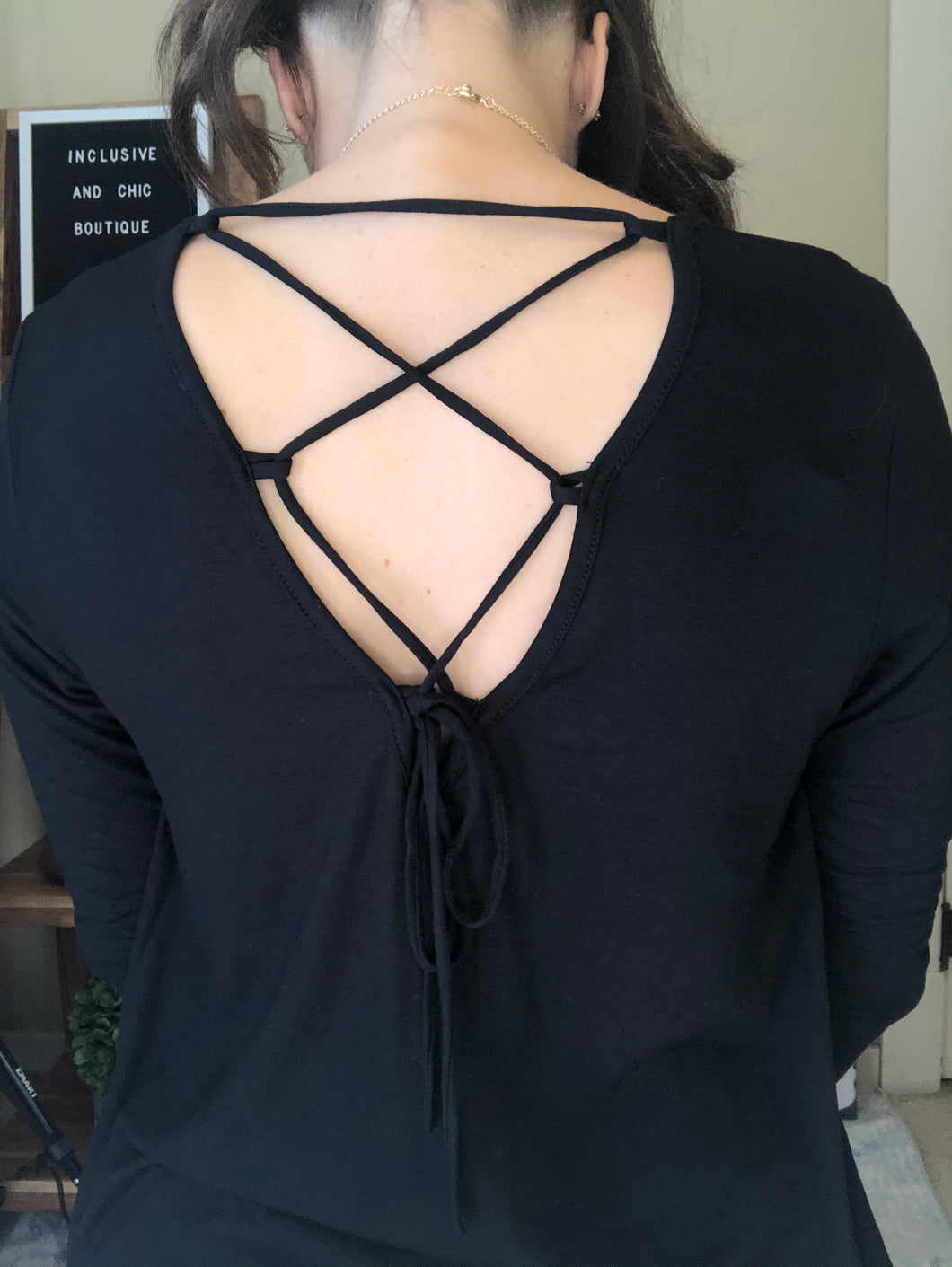 Criss-cross Tie Back, 3/4 Sleeves