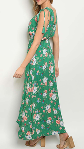 Green Goddess, Floral High-Low Dress