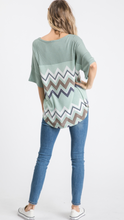 Load image into Gallery viewer, Waffle Knit, Color Block and Chevron Top