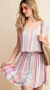 Multi-colored Vertical Stripes Dress