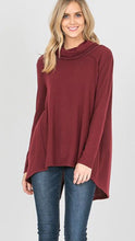 Load image into Gallery viewer, Burgundy Cowl Neck Cozy Sweater