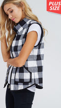 Load image into Gallery viewer, Plaid Print Padded Vest with Side Pockets