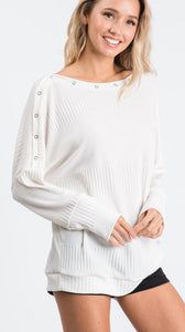 Cold Shoulder Option or Boat Neck Sweater with Dolman Sleeves