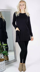 Popular Tunic with Front Pockets and Back Buttons (Available in 3 colors!)