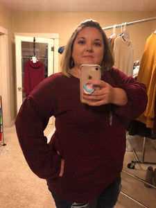 Long Bubble Sleeve Tunic with Pockets (Available in: Burgundy, Mustard, Navy)