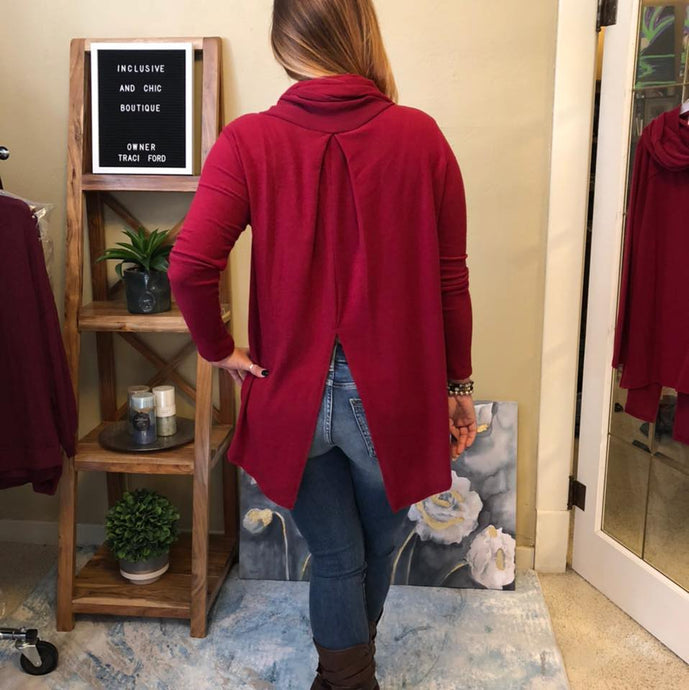 Burgundy Cowl Neck Cozy Sweater