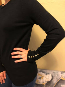 Long Sleeve with Rose Gold Button Detail Sweater