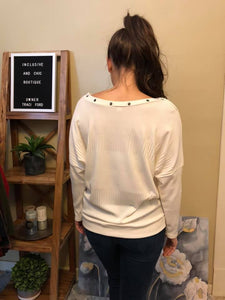 Cold Shoulder Option or Boat Neck Sweater with Dolman Sleeves
