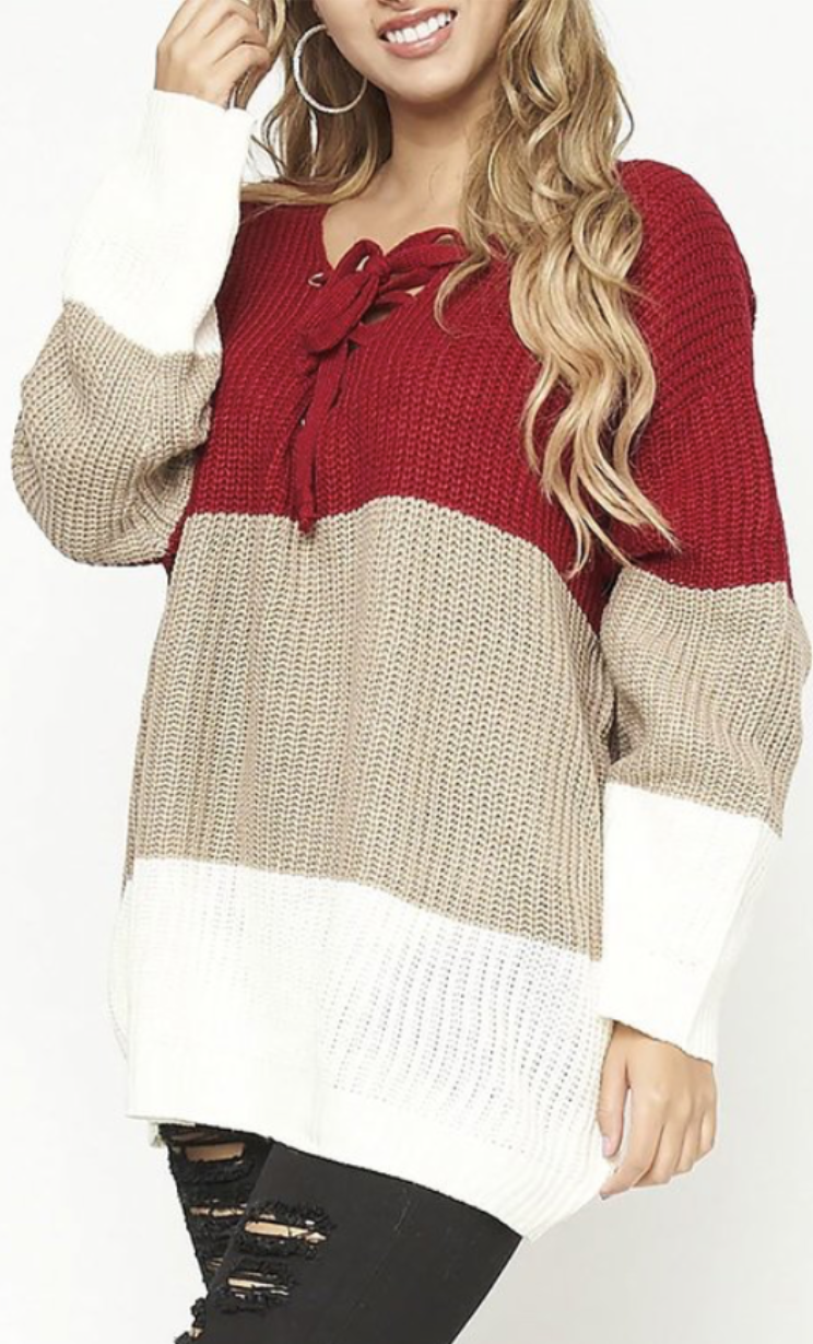 Lace up clearance knit sweater