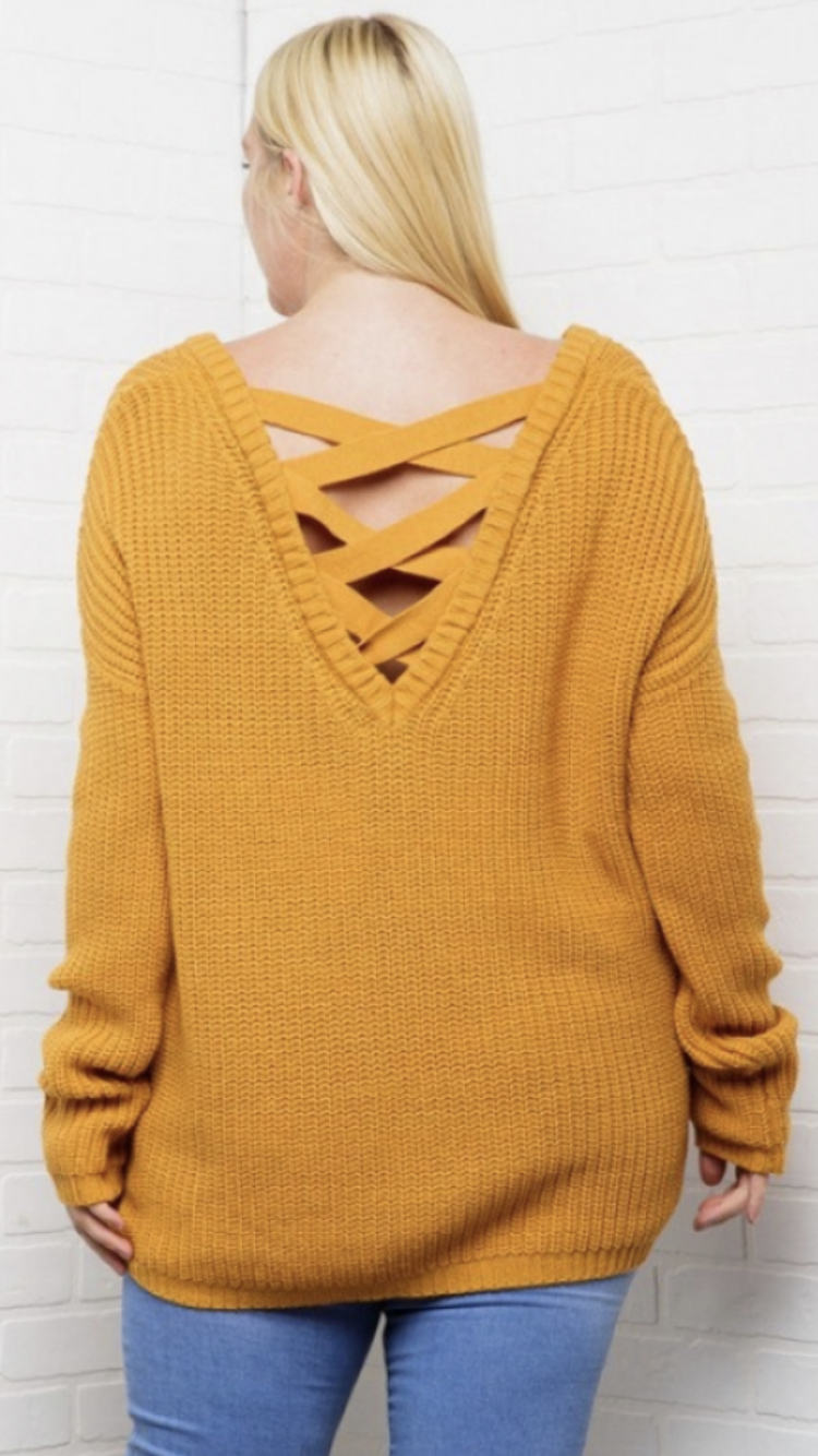V neck 2025 criss cross sweater