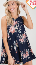 Load image into Gallery viewer, Navy and Floral Tank Top