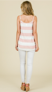Blush/Ivory Stripe Front Knot Top