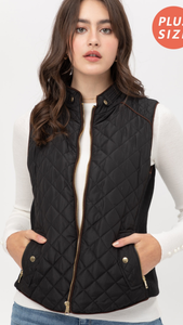 Quilted Pattern Vest with Functional Pockets (Available in:  Wine and Black)