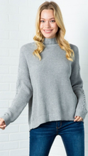 Load image into Gallery viewer, Chunky Knit Sweater with Split Back and Cable Sleeves (Available in: Cream)