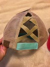 Load image into Gallery viewer, C.C. Brand Hat, Distressed Appearance with Crossed Elastic Band in Back
