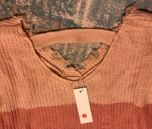 Load image into Gallery viewer, Color Block Sweater with Frayed Edges