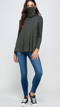 Load image into Gallery viewer, Cowl Neck with Face Cover Option (Available in:  Olive)