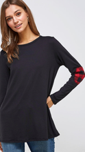 Load image into Gallery viewer, Long Sleeve Elbow Patch Top with Button Back